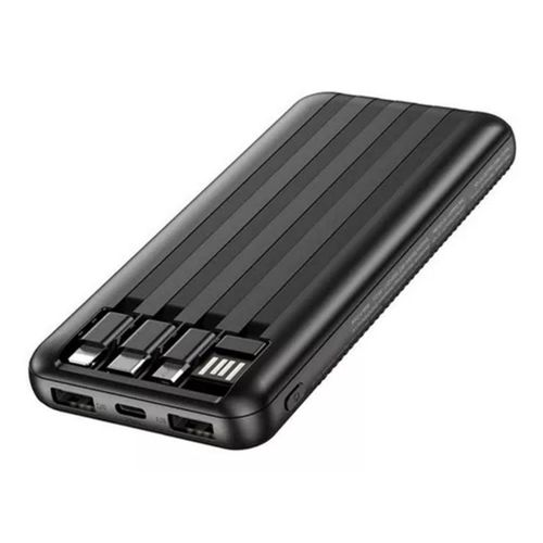 Shtel Power Bank 10000mAh avec 4 Câbles Intégrés, Batterie Externe avec 4 Sorties Fine et Légère